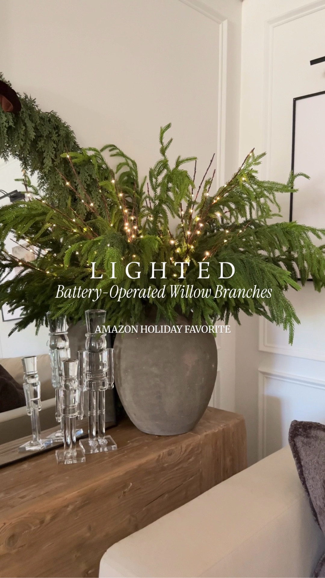 Elevate your holiday decor with these battery-operated twig branches. ✨ Another great Amazon Holiday find! There are a lot of lighted branches out there, but these are battery-operated with a timer option! Some need to be plugged in and some need to be plugged into a USB port which can limited where you style these. My rustic wood console table never looked better for Christmas! I used one set of two lighted branches with my faux Norfolk branches.

#ltkholiday

#LTKHome #LTKSaleAlert #LTKSeasonal