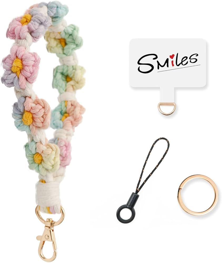 Boho Macrame Phone Wrist Strap,Phone Wristlet Strap with Tether Tab,Anti-Loss Phone Bracelet Stra... | Amazon (US)