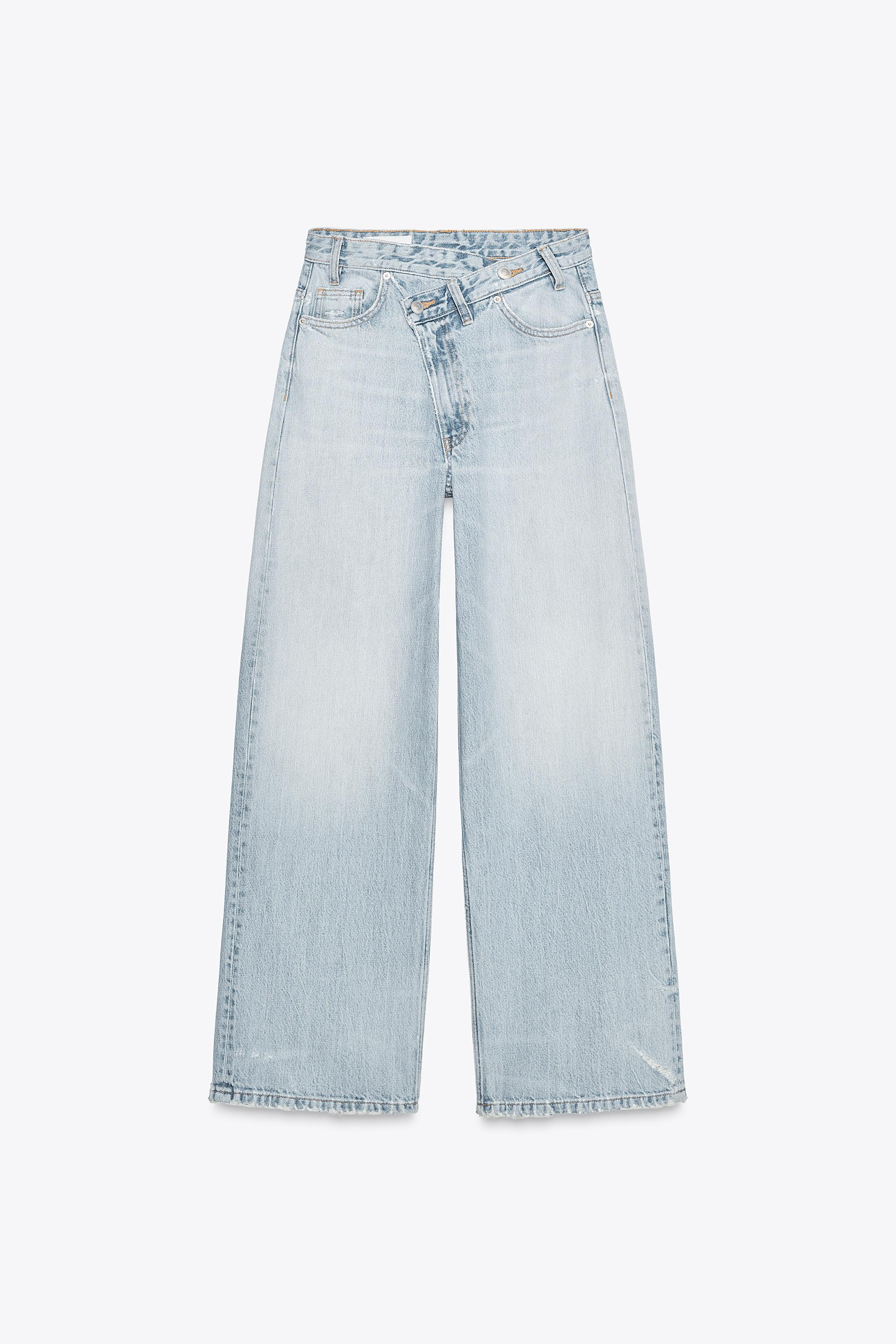 TRF WIDE-LEG HIGH-WAIST JEANS WITH WRAPAROUND WAIST | Zara US