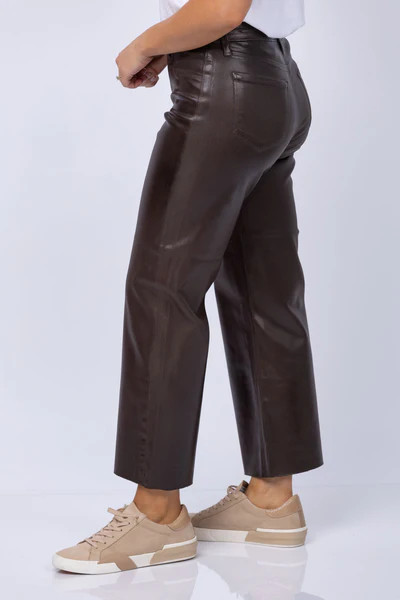 L'AGENCE Wanda High Rise Cropped Jean in Espresso Coated | CoatTails LLC