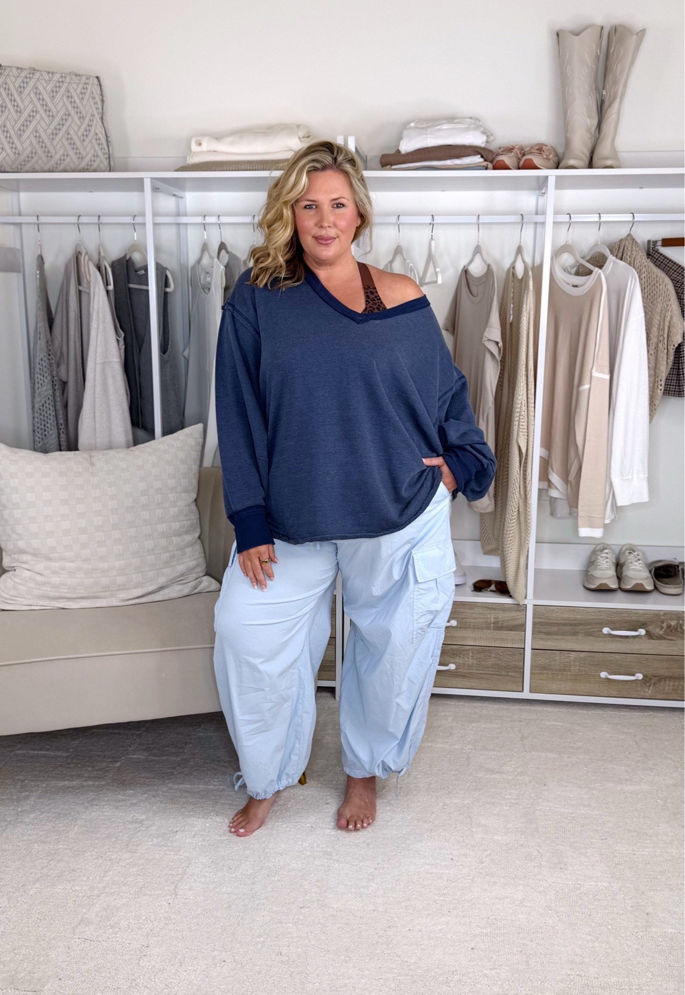 Love this jelly bra so much!!! Wearing 3x but can do 2x as 42DD. Xxl in pants, XL in top (free people runs super oversized) this entire look was perfect for traveling all day!!!! @American Eagle Outfitters by the way the pants are NOT low rise!!

#LTKmomlife #LTKPlusSize #LTKMidsize