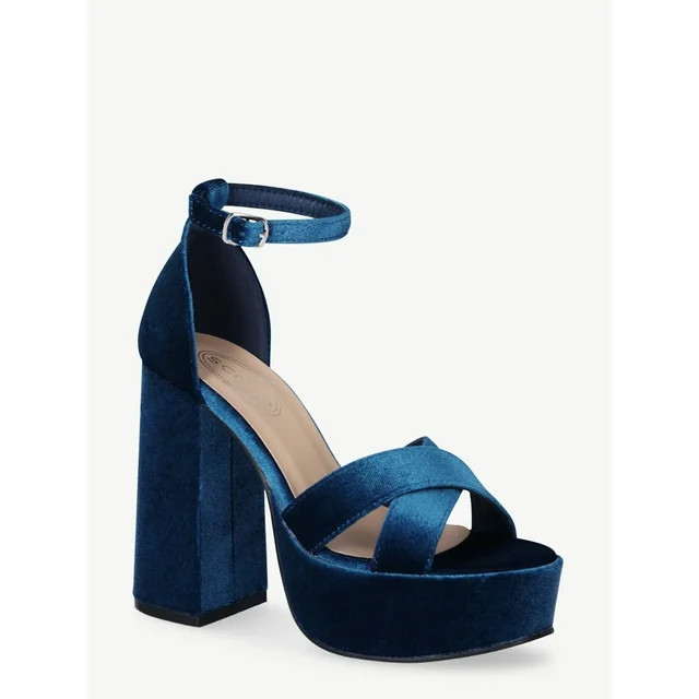 Scoop Women's Velvet Platform Heeled Sandals | Walmart (US)