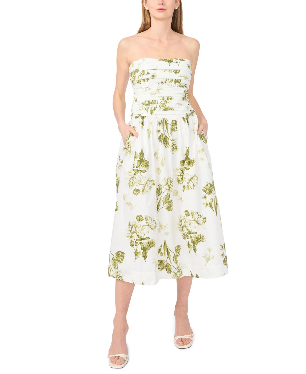 1.state Women's Strapless Sleeveless Bodice Dress - Grasshopper Green | Macy's