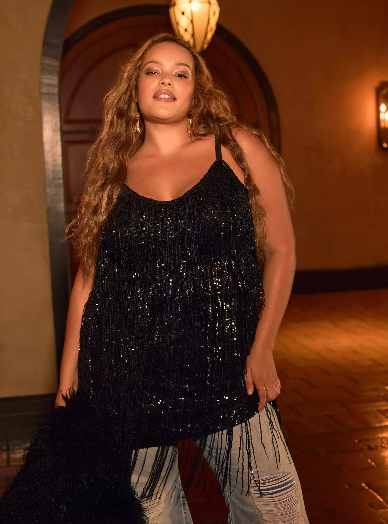 Mini Sequin Fringe Layer Dress | Torrid (US & Canada)