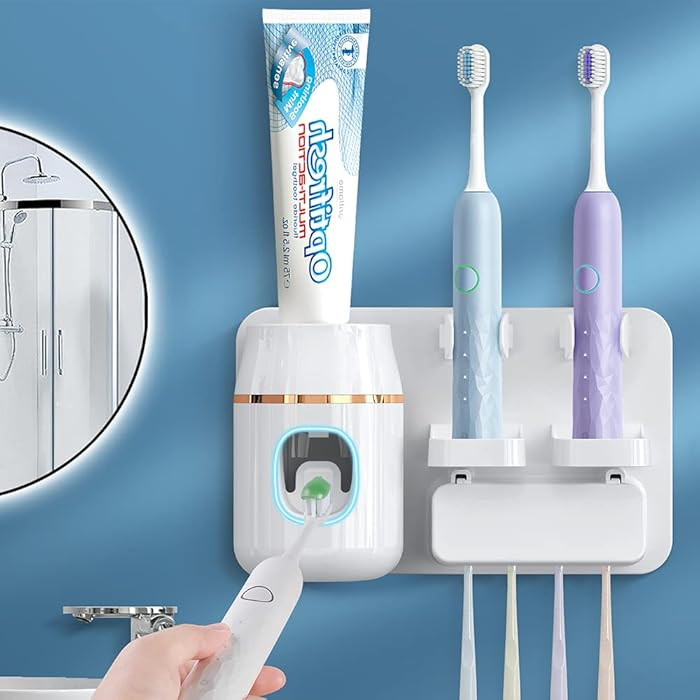 Toothpaste Dispenser Wall Mounted, Automatic Toothpaste Dispenser for Kids, Toothbrush Dispenser ... | Amazon (US)