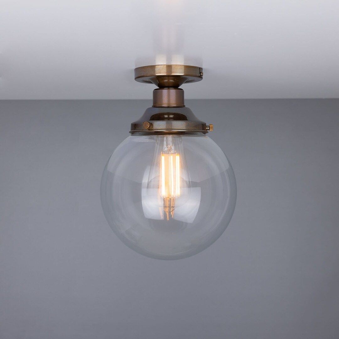 Riad Clear Glass Globe Flush Ceiling Light 20cm | Etsy (UK)