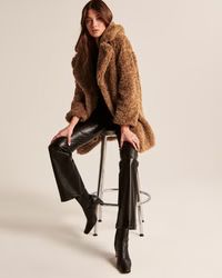 Women's A&F Teddy Mid Coat | Women's Up To 40% Off Select Styles | Abercrombie.com | Abercrombie & Fitch (US)