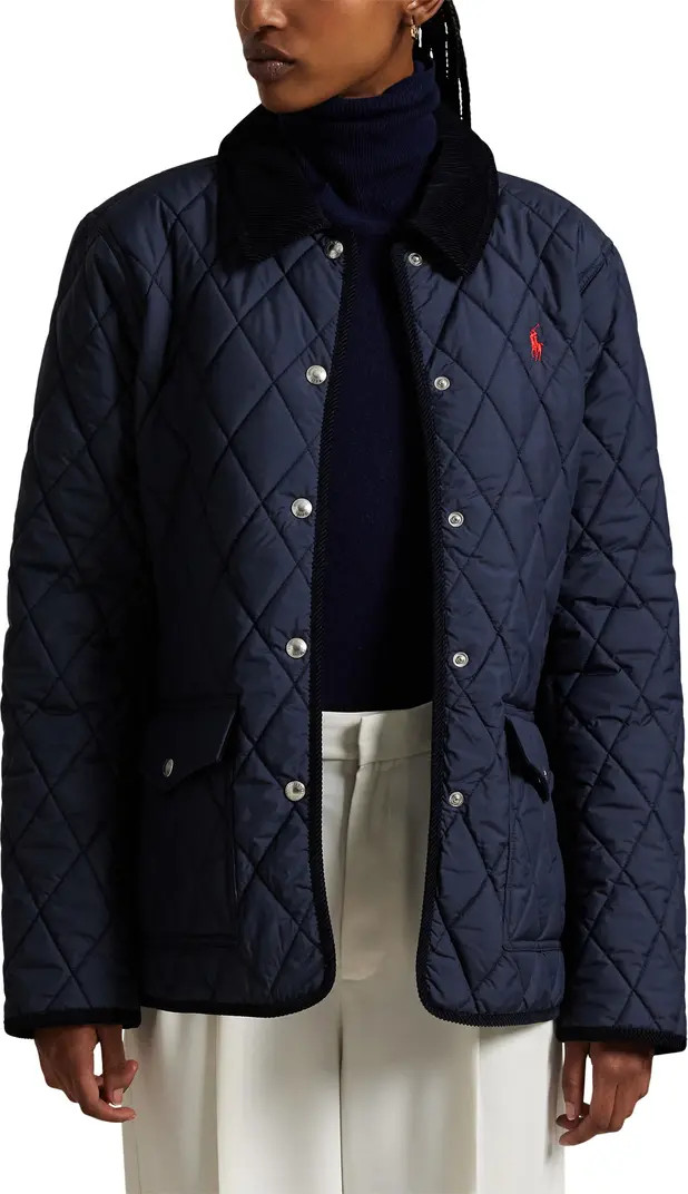 Corduroy Collar Quilted Barn Jacket | Nordstrom