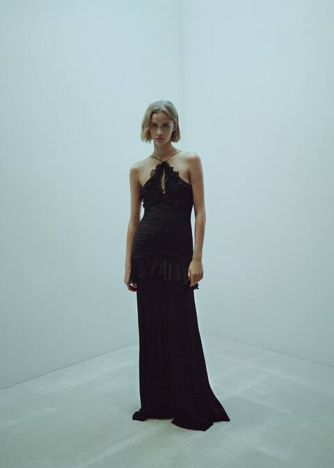 halter neck ruched dress -  Women | Mango United Kingdom | MANGO (UK)