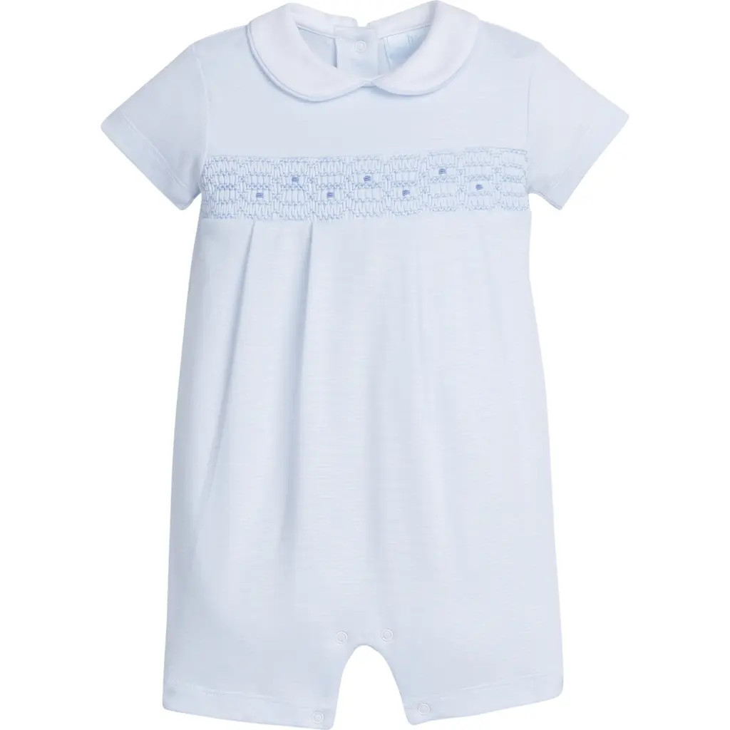 Little English Kids' Smocked Ream Romper in Blue Geo at Nordstrom, Size 2T | Nordstrom