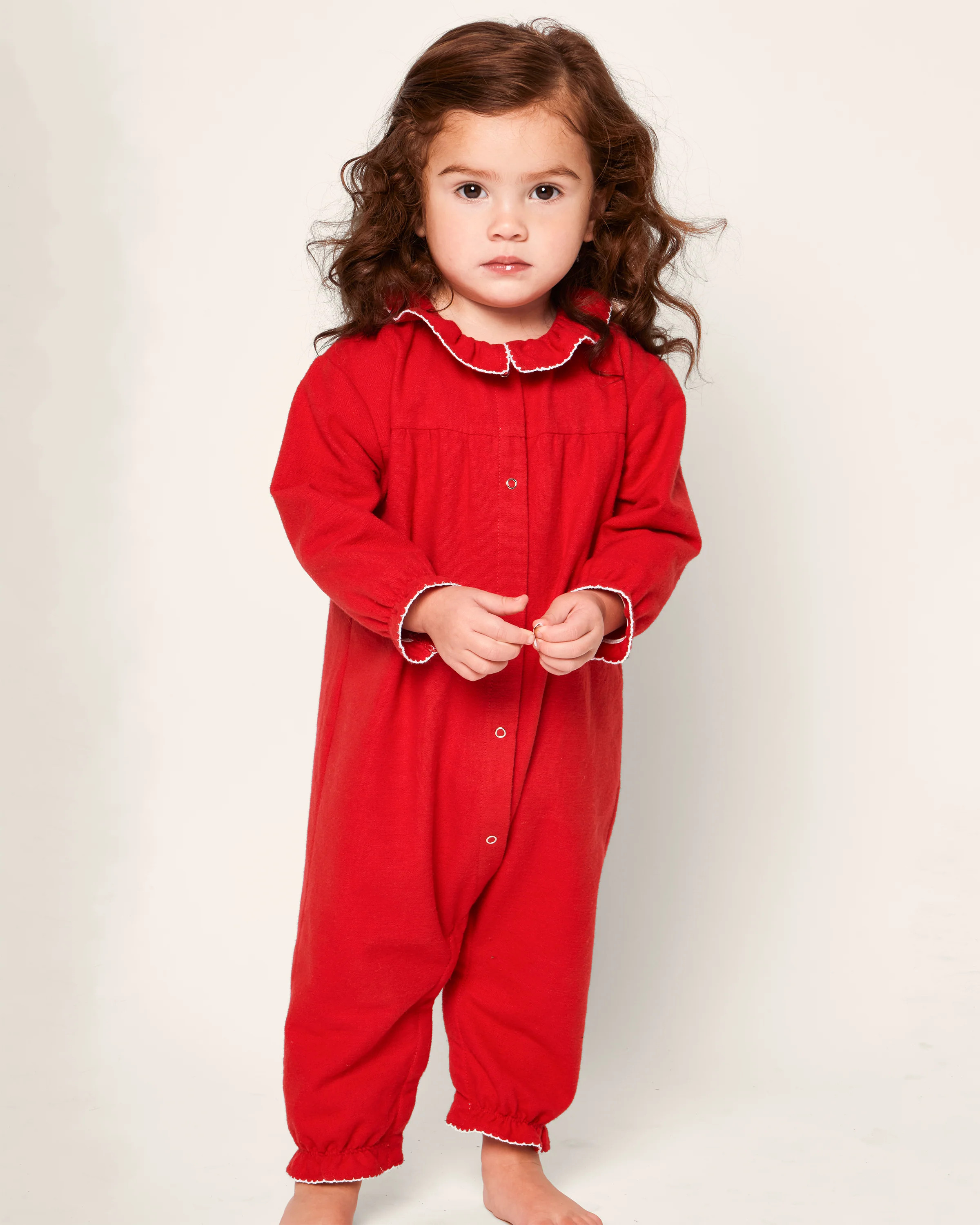 Baby's Flannel Madeline Romper in Red | Petite Plume