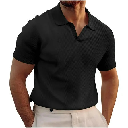 Mens Short Sleeve Button Down Shirts Men Solid Color Turndown Collar Top Short Sleeve Neck Top/Shirt on Clearance | Walmart (US)