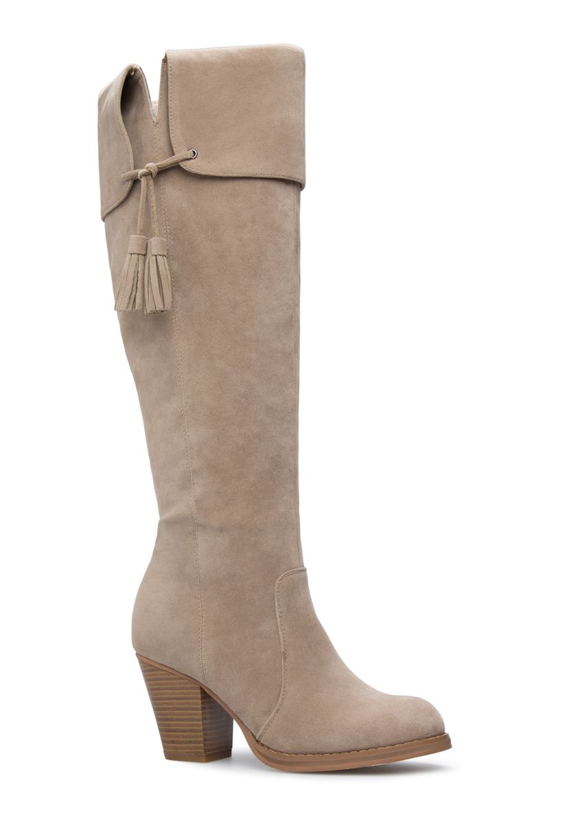 Shoedazzle Boots Sadia Womens Beige Size Standard | ShoeDazzle