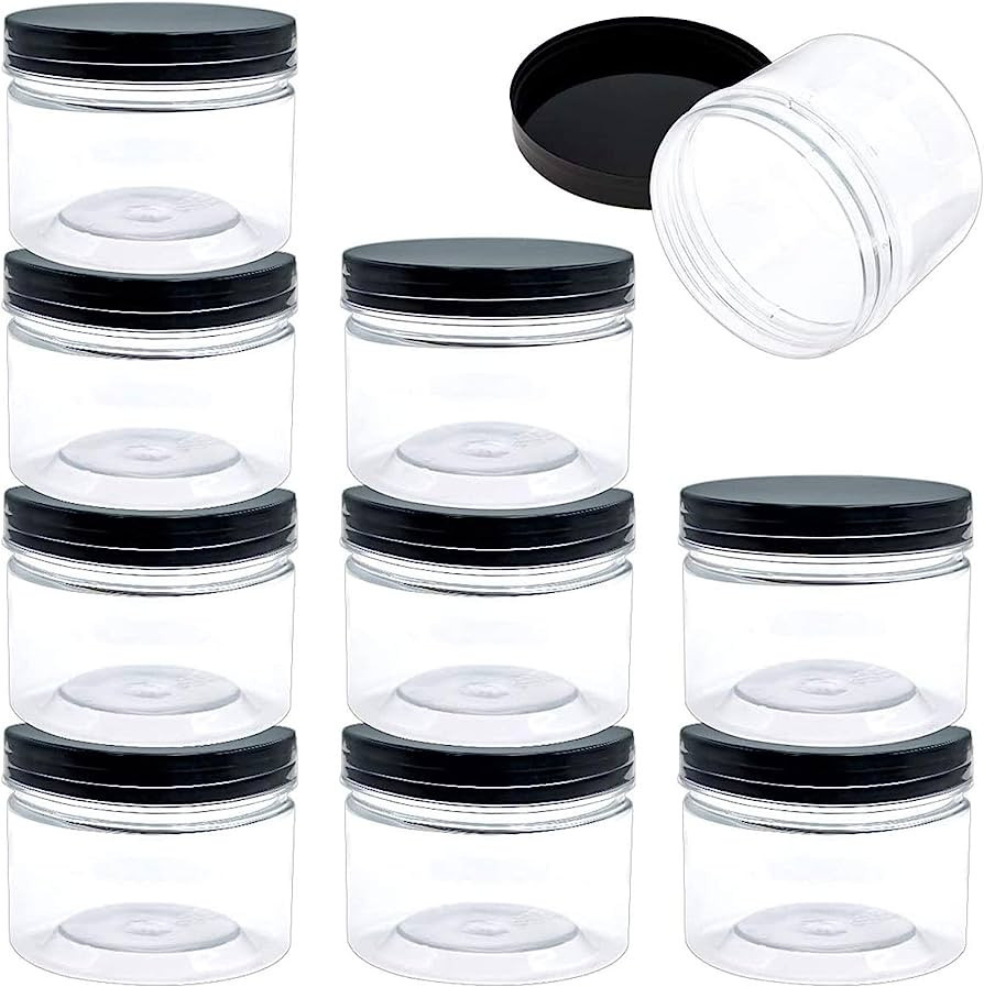SGHUO 10 Pack 10oz Empty Slime Containers Plastic Jars Storage with Lids | Amazon (US)
