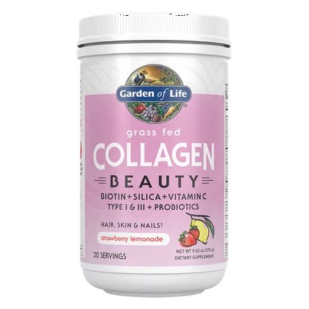 Garden of Life Grass Fed Collagen Beauty Strawberry Lemonade 270g POWDER | Walmart (US)