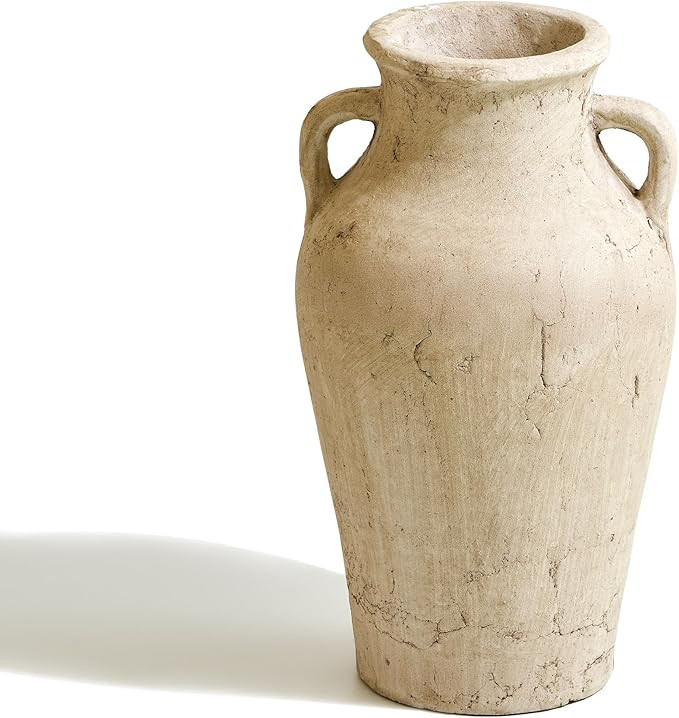 LB2 Rustic Ceramic Vase, 11.8" Tall Zen Style vase, Terra Cotta Pitcher, Distressed Farmhouse Dec... | Amazon (US)