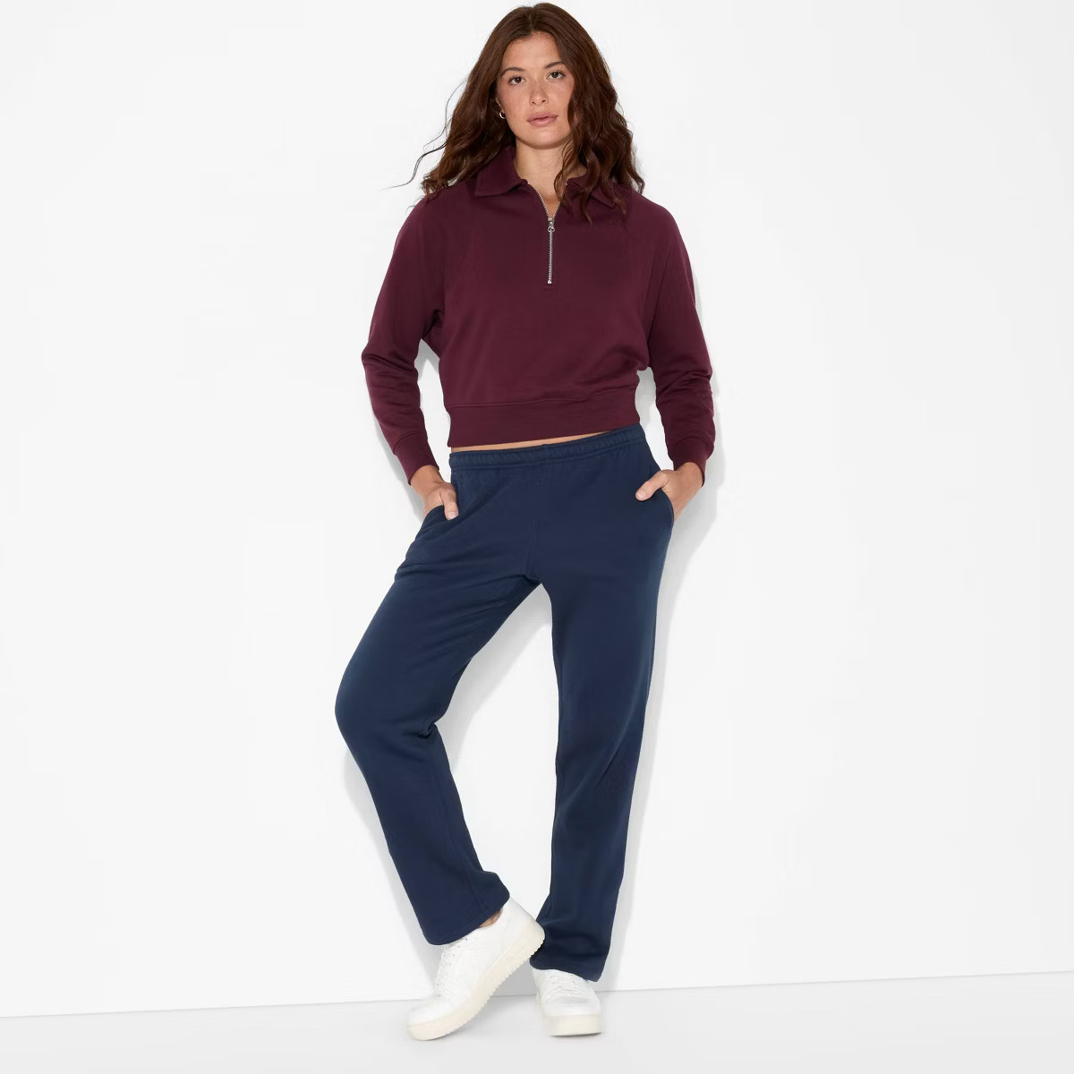 Women's Mid-Rise Slim Straight Sweatpants - Wild Fable™ Navy Blue XXS | Target