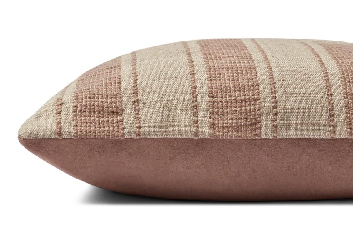 Marin Pillow PAL-0002 Natural/Rust Cotton Striped | Rugs Direct