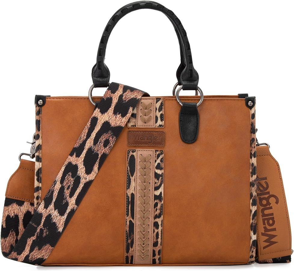 Wrangler Tote Bag for Women Western Woven Shoulder Purse Leopard Print Handbags | Amazon (US)