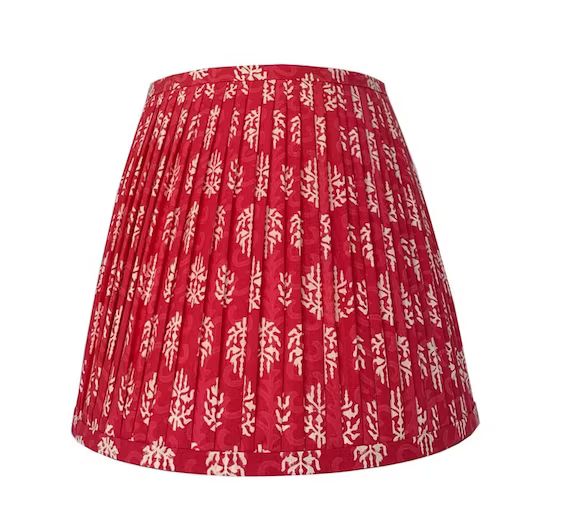 Pleated Lampshade-red Ikat Lamp Shade-red Floral Pleated - Etsy | Etsy (US)