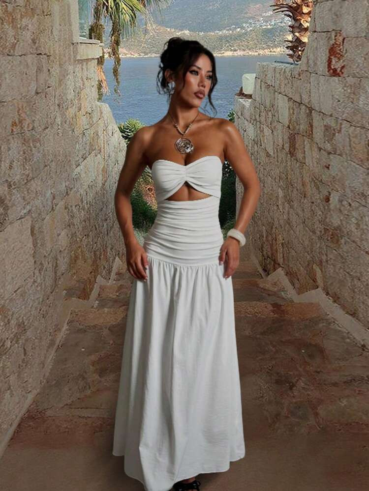 Summer Dresses,White Dresses,Suitable For Dates, Parties,Vacations,Beaches And Other Occasions.El... | SHEIN