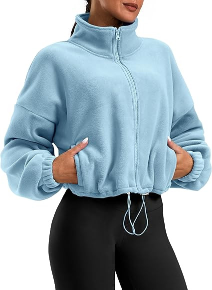 Soothfeel Women's Fleece Cropped Jacket Zip Up Sweatshirt Short Coat Sherpa Jackets for Women Fal... | Amazon (US)