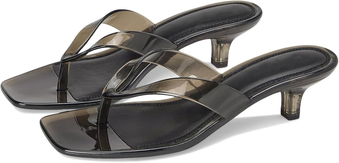 ClassicSter Jelly Thong Sandals for Women Clear Flip Flop Kitten Heels Sandals Low Heel Square To... | Amazon (US)