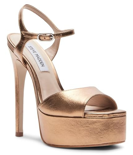 Steve Madden Women's Cologne Heeled Sandal, Bronze Leather, 10 | Amazon (US)