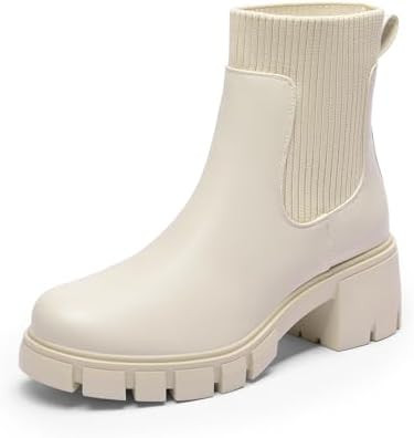 DREAM PAIRS Women's Elastic Chelsea Ankle Boots Fashion Low Chunky Heel Platform Lug Sole Short B... | Amazon (US)