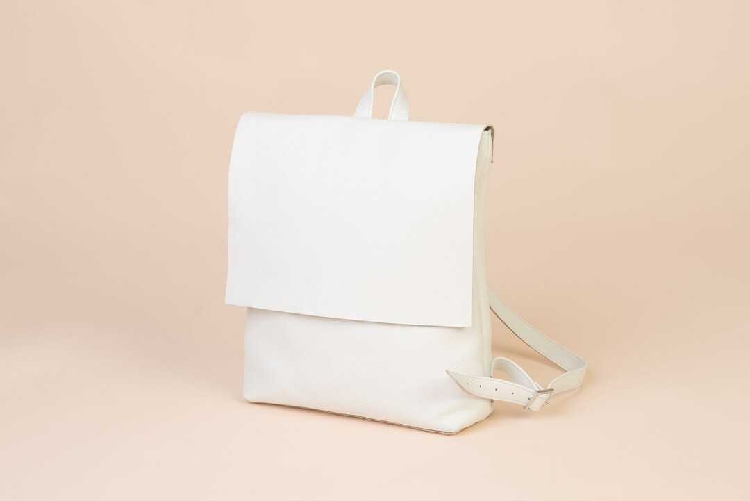 Leather Backpack Women White, Backpack Women Leather, White Pink Laptop backpack, Leather Rucksac... | Etsy (US)