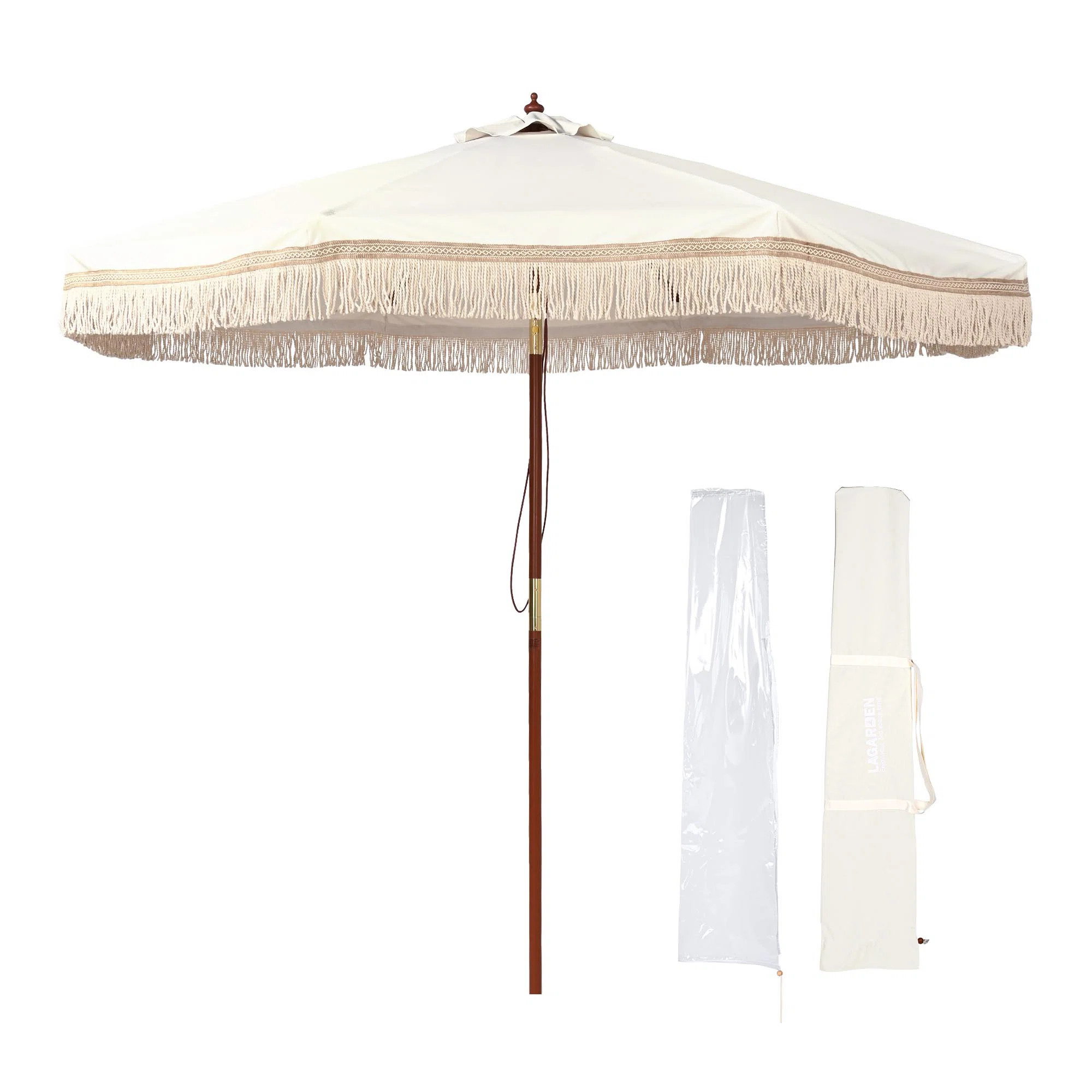 BOHO 9' Fringe Patio Umbrella with Tassels UPF50+ Boho Style 5-Year-Non-Fading for Outdoor Yard M... | Wayfair North America