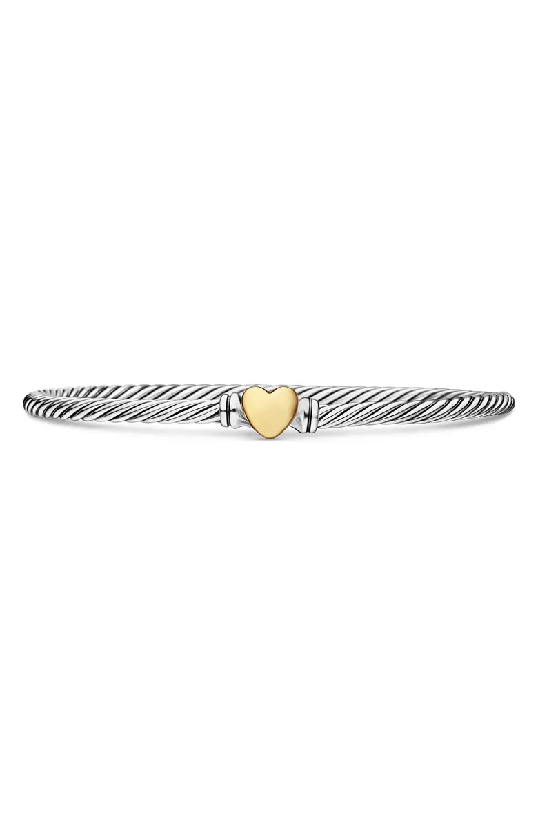 Cable Collectibles® Heart Bracelet with 18K Gold, 3mm | Nordstrom