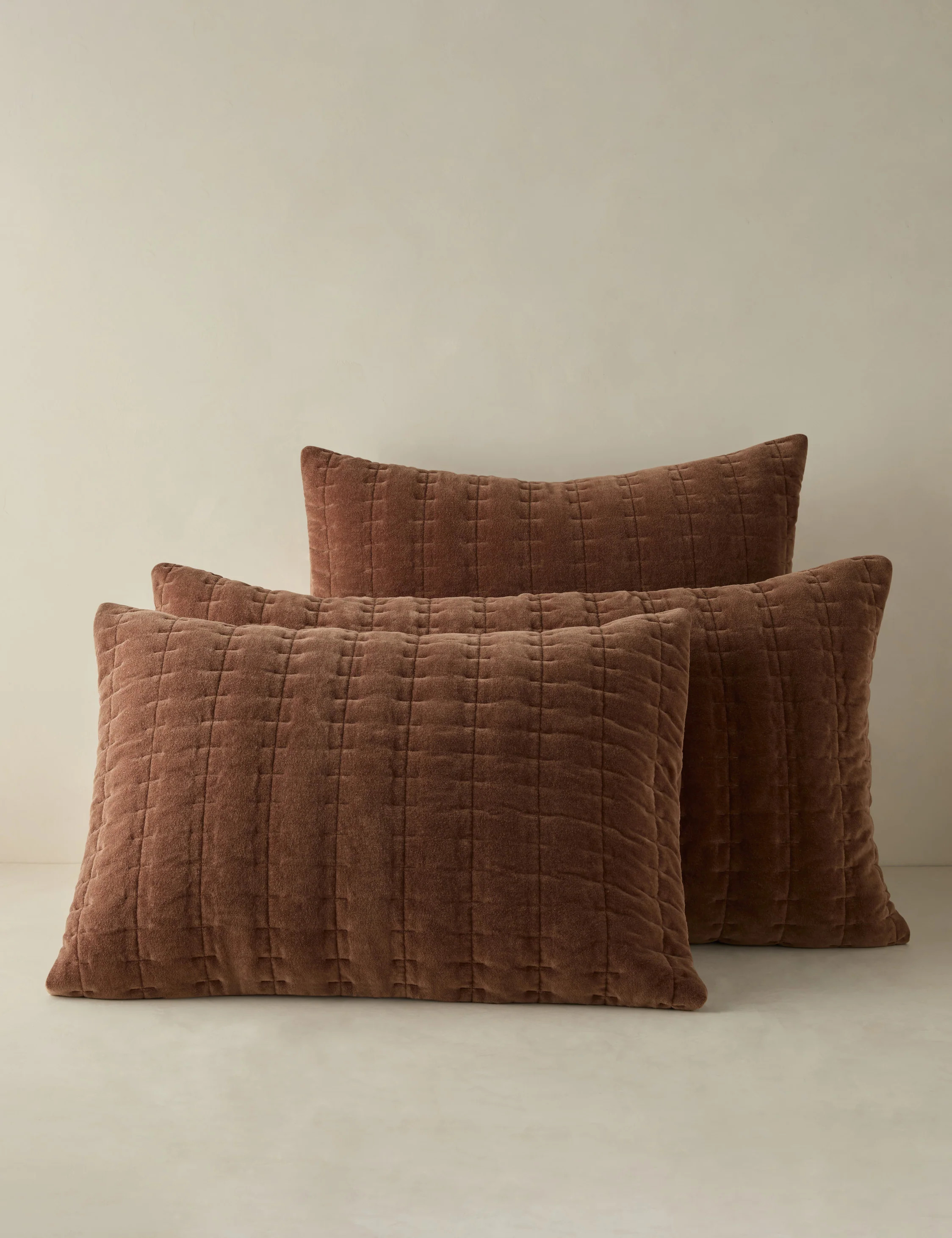 Anderson Velvet Quilted Sham, Rosewood, King | Lulu and Georgia 