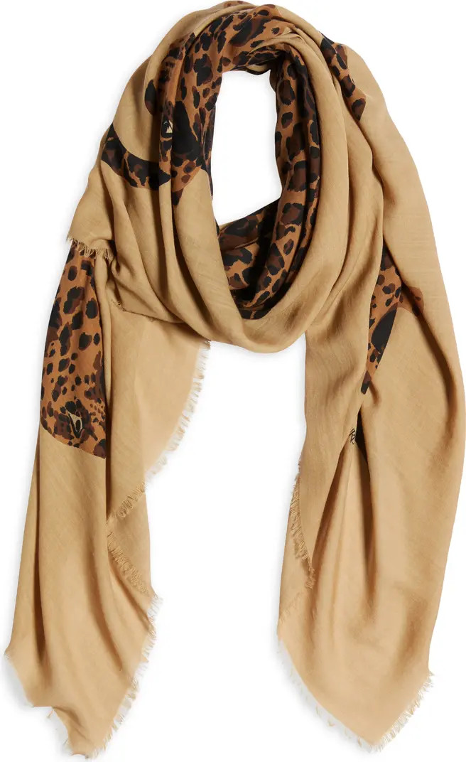 Leopard Print Wool Fringe Scarf | Nordstrom