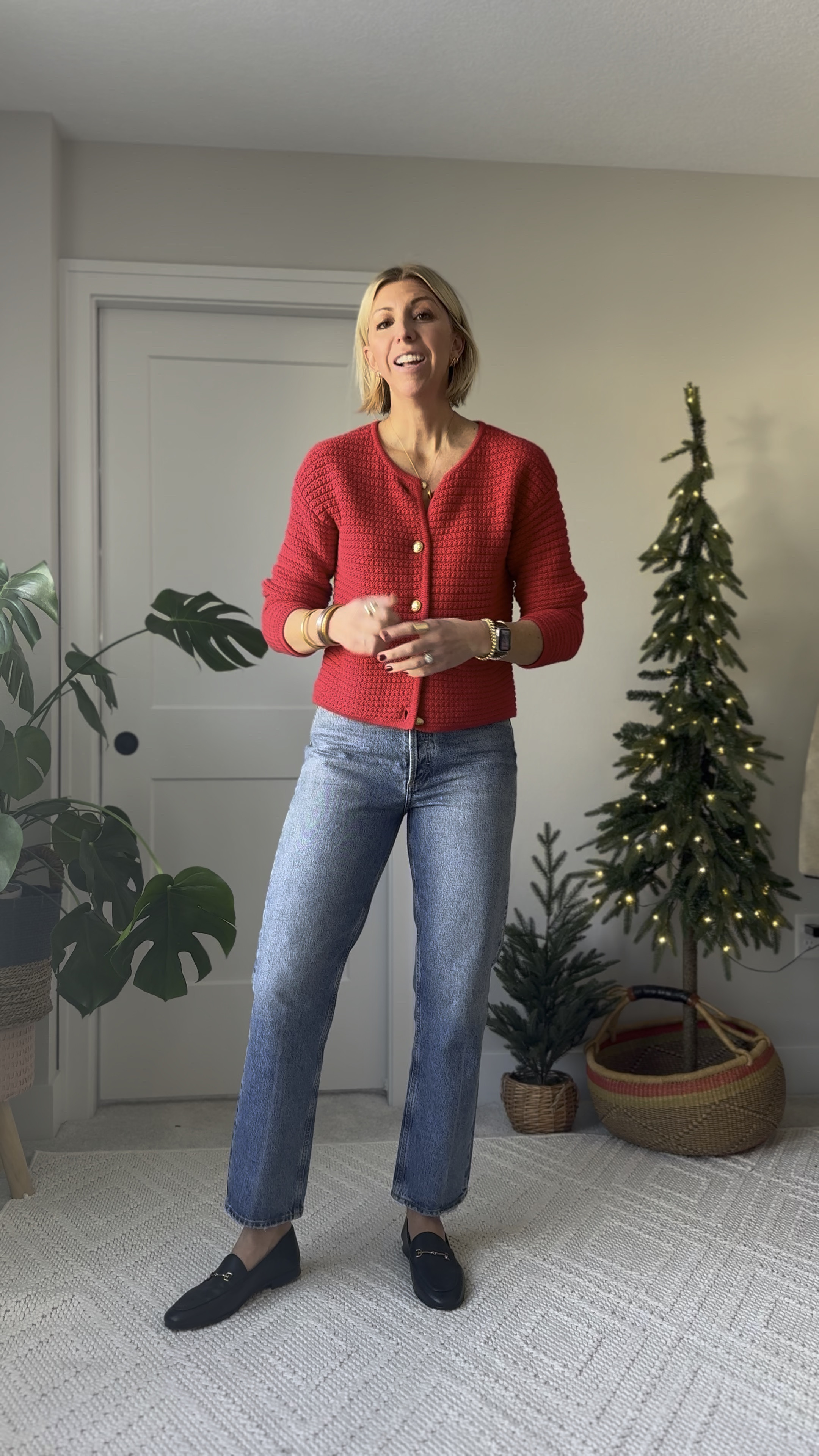 Holiday outfit idea: add a pop
Of red to a pair of jeans + classic loafers add some polish 👏🏻
This look is simple, but elevated & effortless for a casual holiday get together. These amazing straight leg jeans fit true to size 

#LTKWatchNow #LTKHoliday #LTKOver40