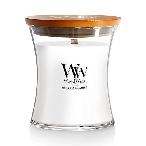 WoodWick White Tea & Jasmine Gifts for Women and Men, 9.7 oz Medium Hourglass Candle with Crackling Wick | Amazon (US)