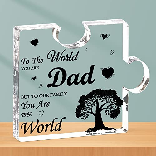 Dad Gift from Daughter Son, Acrylic Plaque Gift for Dad, Dad Plaque Gift Puzzle Shaped, Dad Birthday Present, Dad Presents for Fathers Day Christmas Daddy Gift Dad Thank You Gift | Amazon (US)