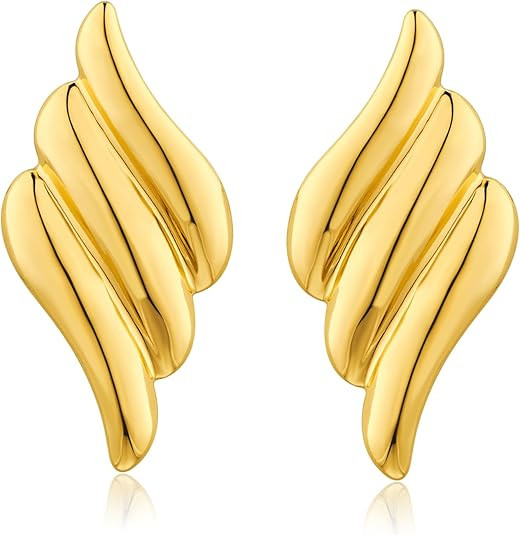 Large Gold Statement Chunky Stud Earrings for Women Trendy Vintage Large Gold Geometric Earrings ... | Amazon (US)