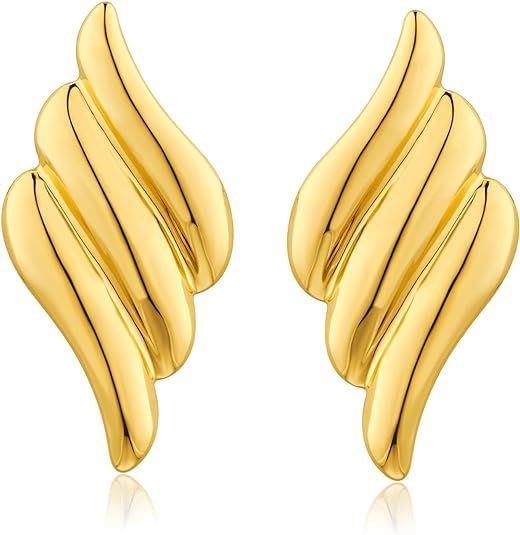 Large Gold Statement Chunky Stud Earrings for Women Trendy Vintage Large Gold Geometric Earrings ... | Amazon (US)