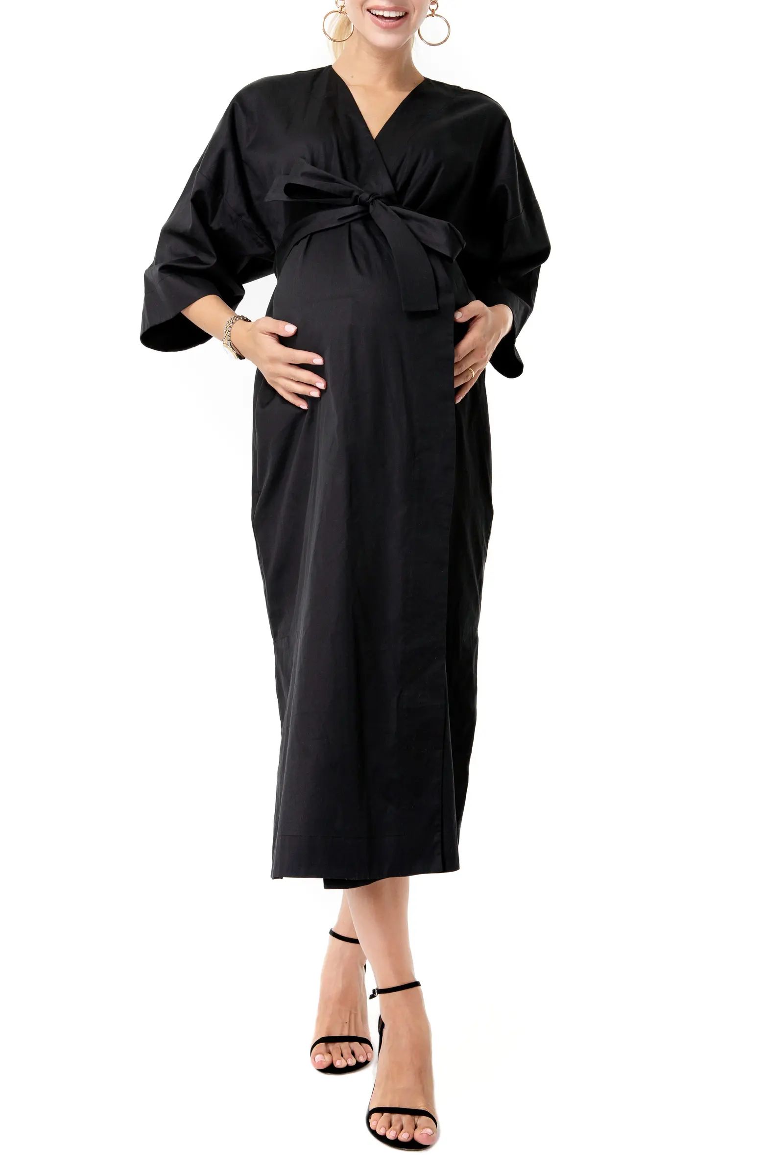 Tie Belt Maternity/Nursing Wrap Midi Dress | Nordstrom