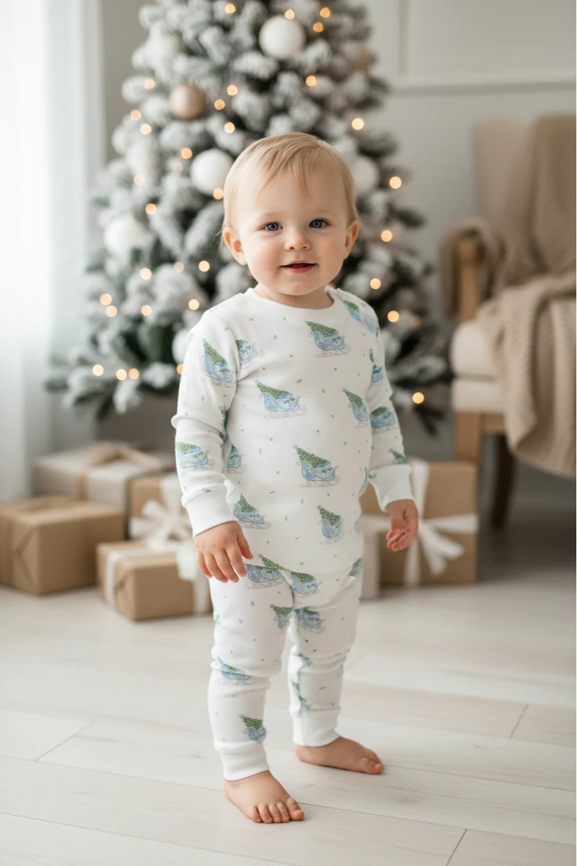 Blue Merry Sleighs Pajamas | Nellapima