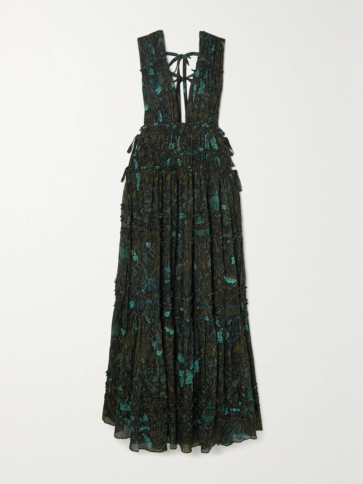Ulla Johnson - Fiona Ruffled Printed Cotton-blend Chiffon Dress - Green | NET-A-PORTER (US)