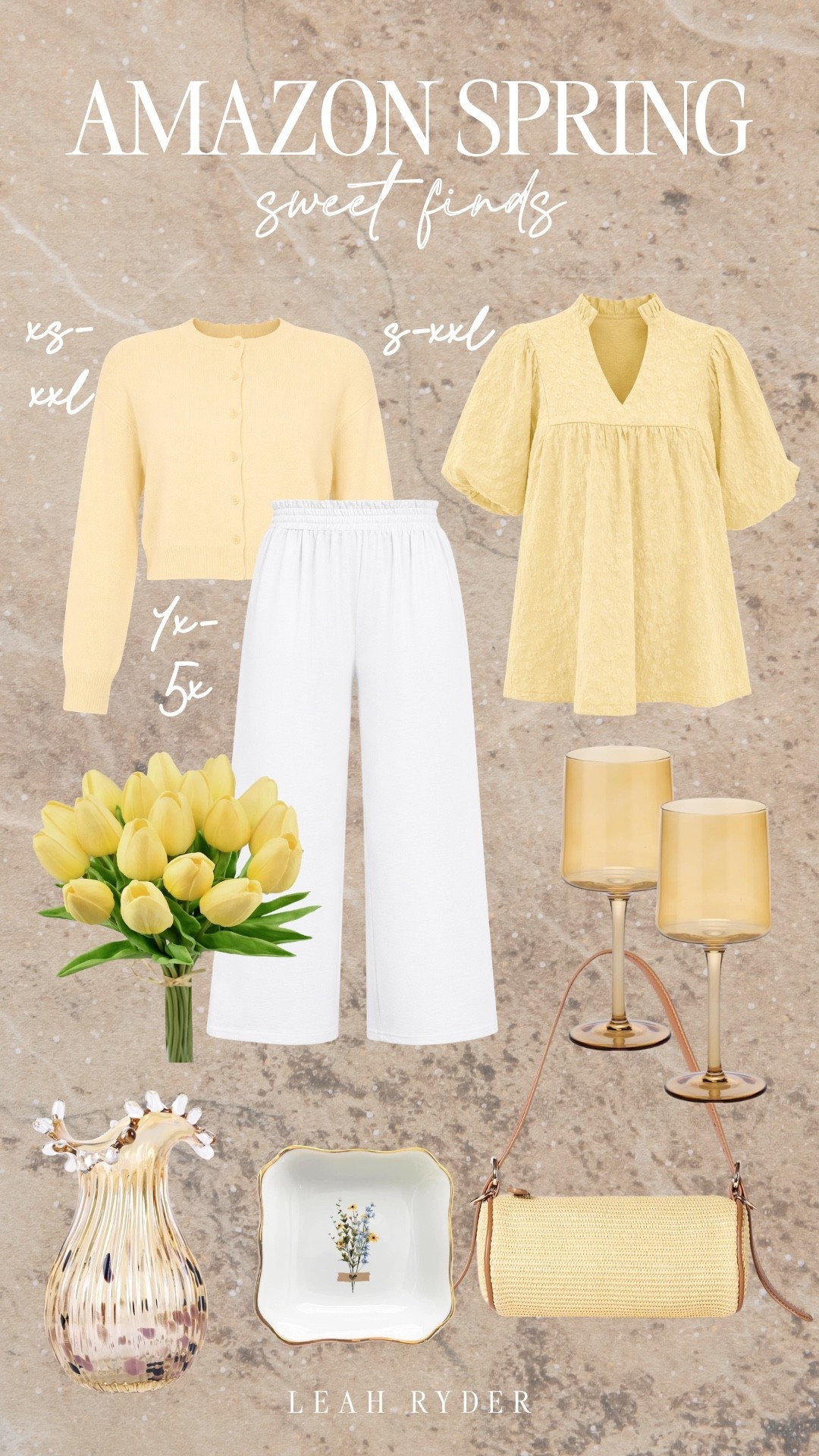 These Amazon spring finds feature yellow dresses, lightweight cardigans, wide-leg pants, woven handbags, home decor accents, and soft gold accessories. Perfect for spring outfits, seasonal home refresh, and Easter-inspired styling. Soft butter yellow tones create a fresh, elevated spring aesthetic. Affordable Amazon spring pieces for wardrobe updates and cheerful home touches.

#LTKPlusSize #LTKSeasonal