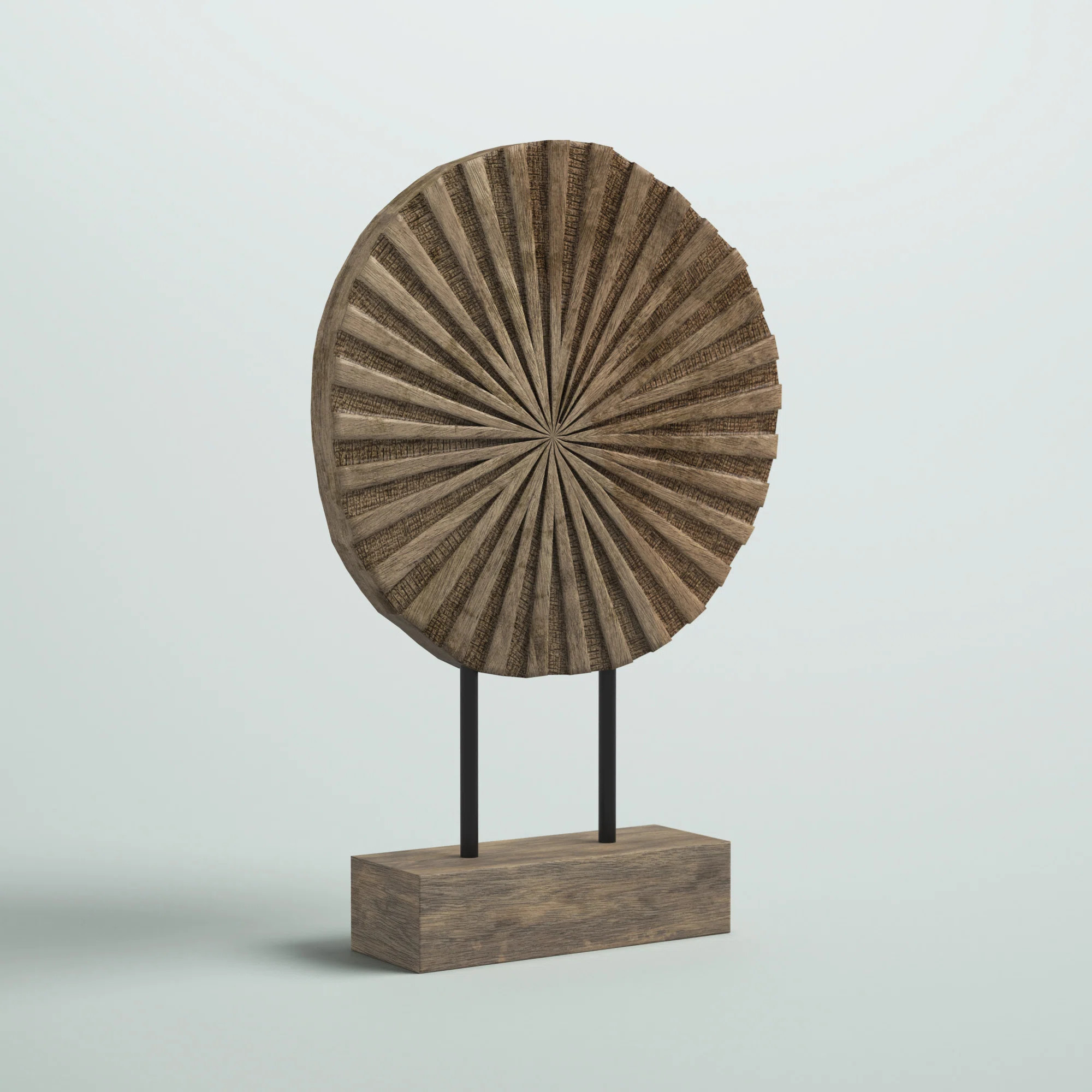 12" Wooden Pinwheel Sculpture - A Natural Brown Circular Accent for a Rustic Touch | Wayfair North America