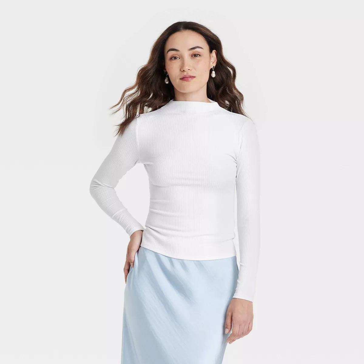 Women's Long Sleeve Mock Turtleneck T-Shirt - A New Day™ | Target