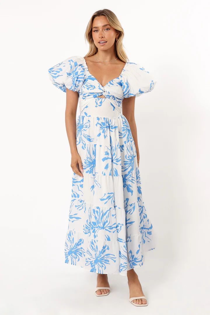 Dominique Midi Dress - Blue Floral Print | Petal & Pup (US)
