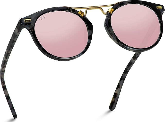 WearMe Pro - Polarized Round Vintage Retro Mirrored Lens Women Metal Frame Sunglasses | Amazon (US)