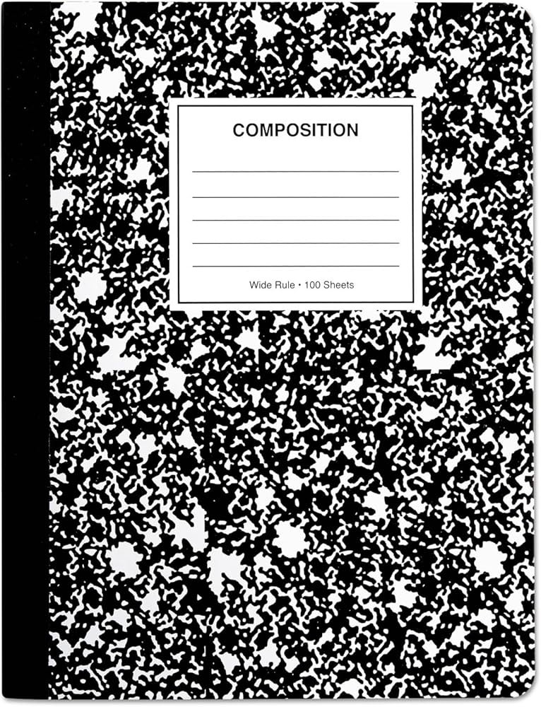 Universal 20930 Composition Book, Wide Rule, 9 3/4 x 7 1/2, White, 100 Sheets | Amazon (US)