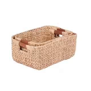 Honey-Can-Do Water Hyacinth Basket Set with Wood Handles (3-Piece) STO-04465 | The Home Depot
