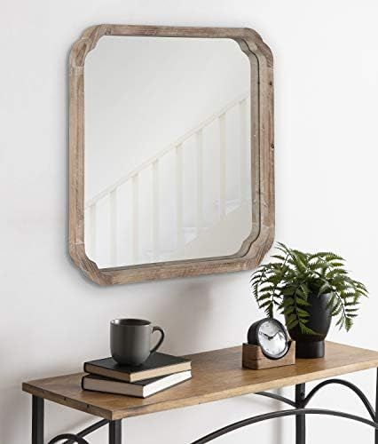 Kate and Laurel Marston Rustic Square Wall Mirror, 24" x 24", Natural Wood, Decorative Farmhouse-Ins | Amazon (US)